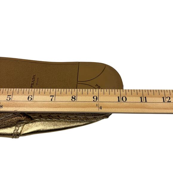 PRADA Gold Metallic Leather Espadrille Platform Loafer Slip On Shoes Size 9/9.5 - Picture 16 of 16